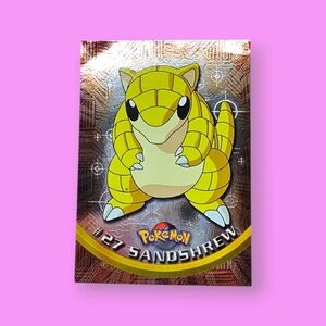 Pokemon 1999 TOPPS Sandshrew #27 Foil Chrome Black Logo TV Animation Card